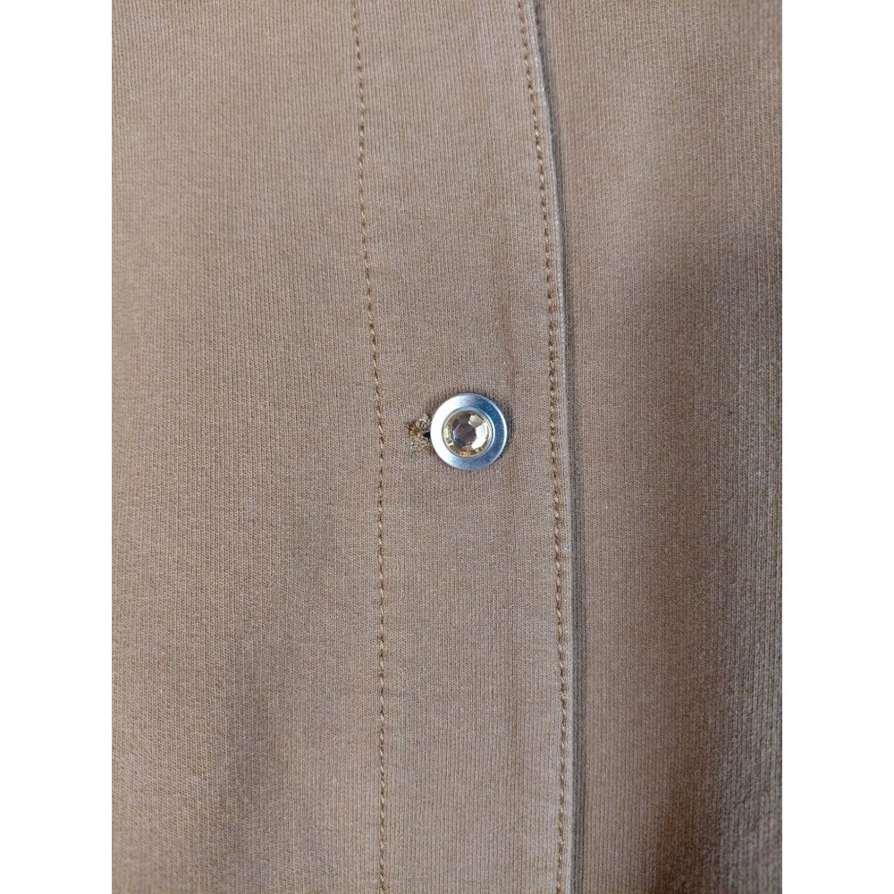 Quacker Factory Brown Rhinestone Studded Button-Up Jacket - Picture 4 of 11